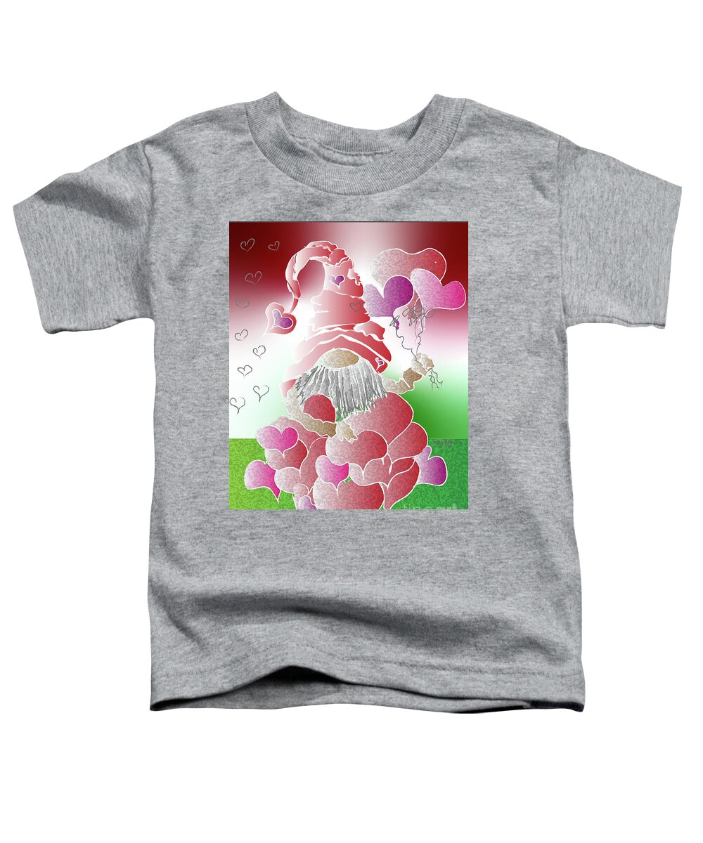 Pink Toddler T-Shirt featuring the digital art Hearts Of Gnome by Eileen Kelly