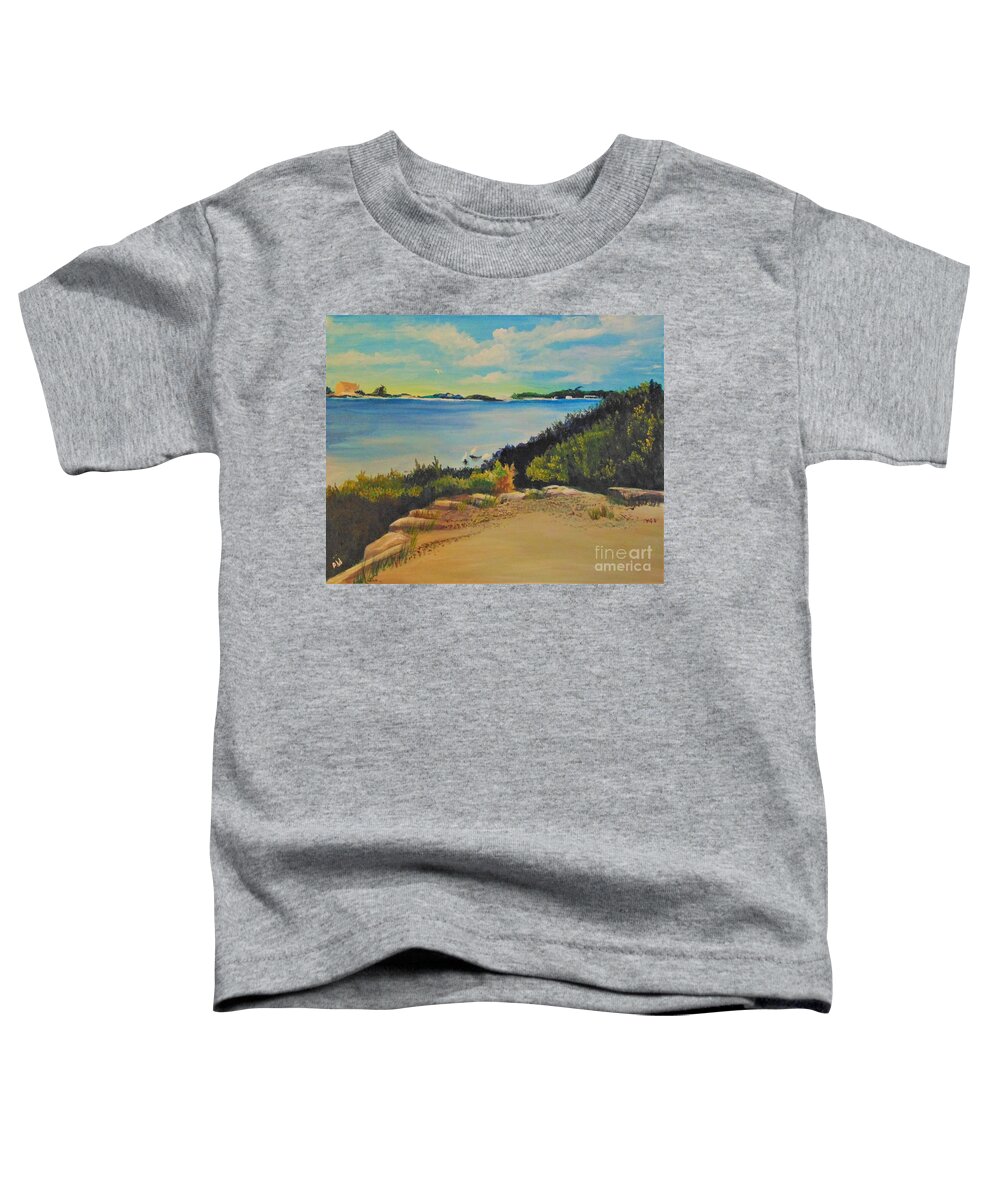 Landscape Toddler T-Shirt featuring the painting Herons at Waterfront Park by Saundra Johnson
