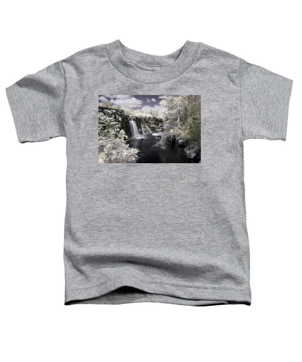 Hidden Waterfall Oxford Ma Mass Massachusetts New England Sky Outside Nature Outdoors Infrared Ir Toddler T-Shirt featuring the photograph Hidden Waterfall in infrared 3 by Brian Hale