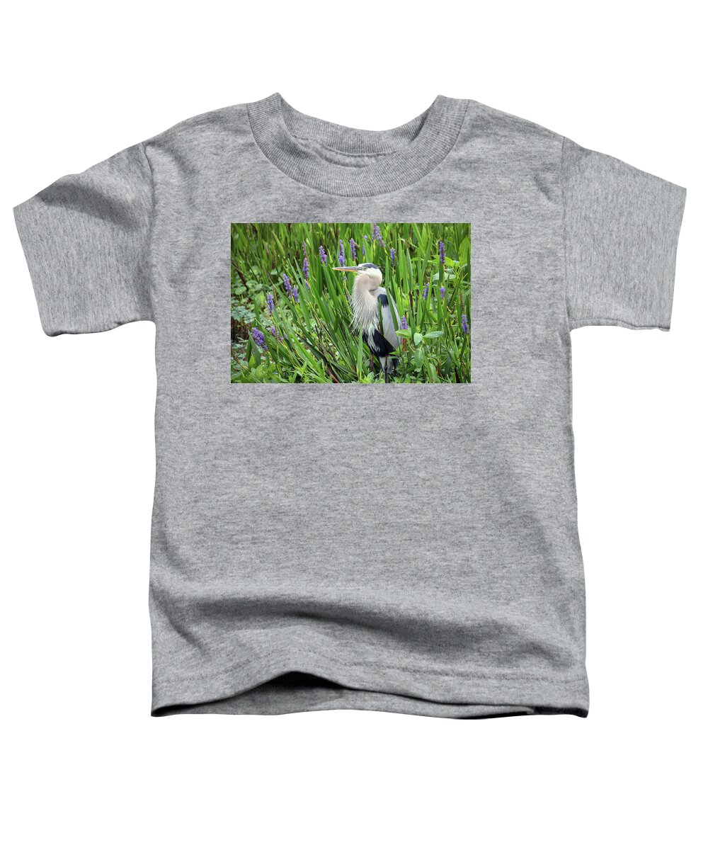 Ardea Herodias Toddler T-Shirt featuring the photograph Hiding in the Pickerelweed by Robert Carter