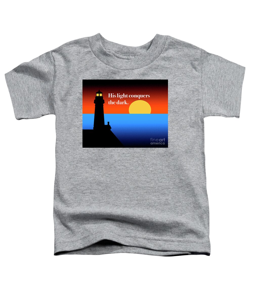 Lighthouse Toddler T-Shirt featuring the digital art His Light Conquers by Kirt Tisdale