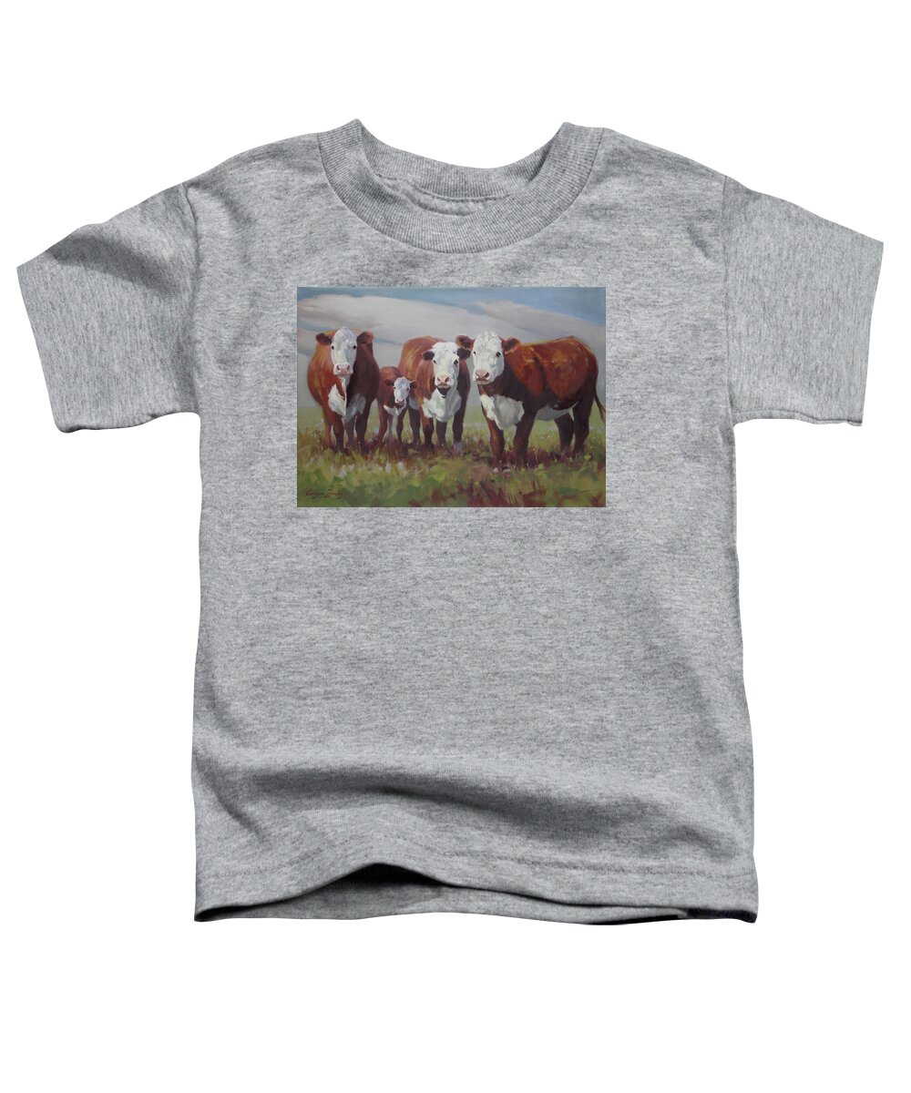 Farm Animals Toddler T-Shirt featuring the painting Home on the Range by Carolyne Hawley