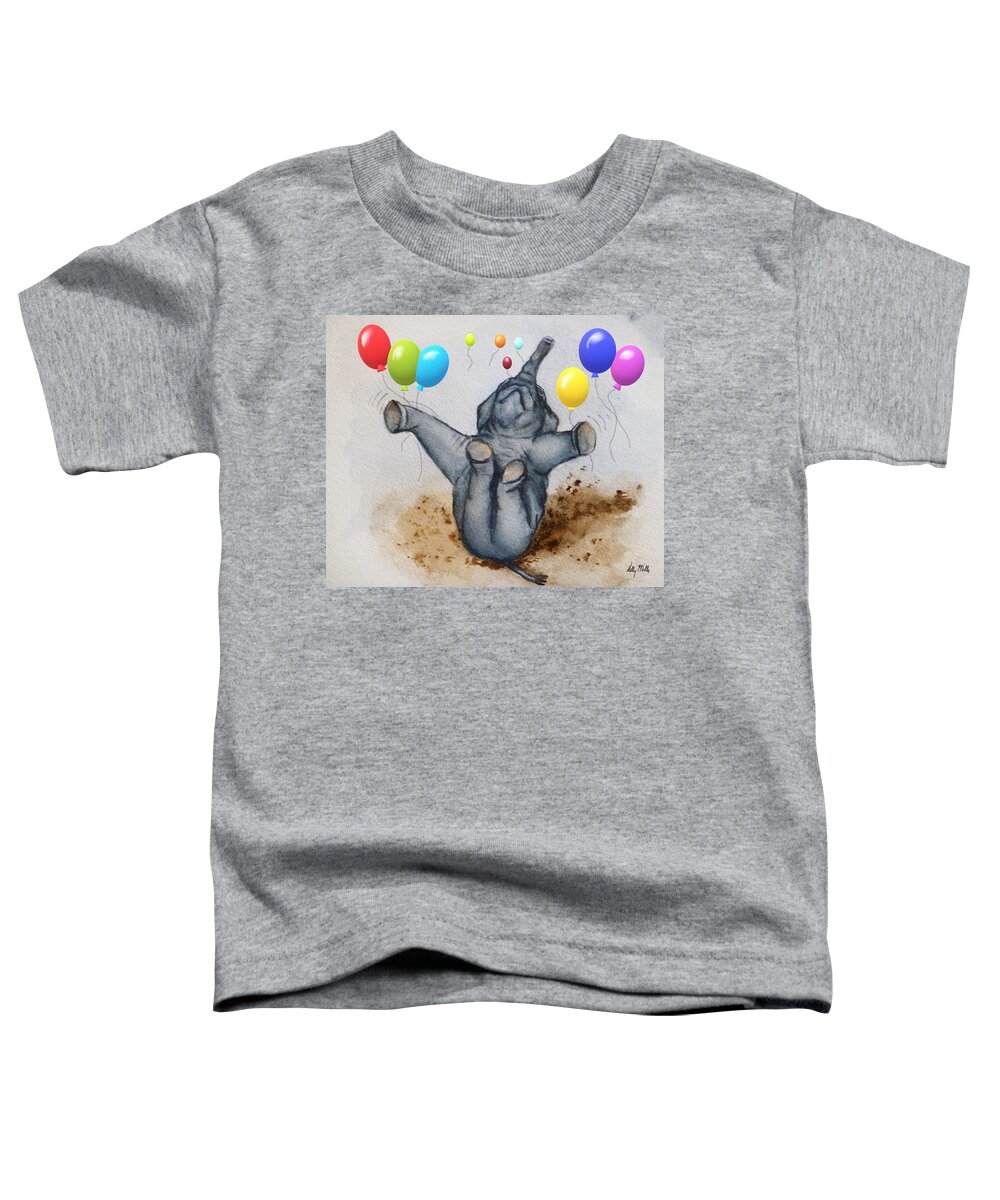 Hooray Toddler T-Shirt featuring the painting Hooray Elephant by Kelly Mills