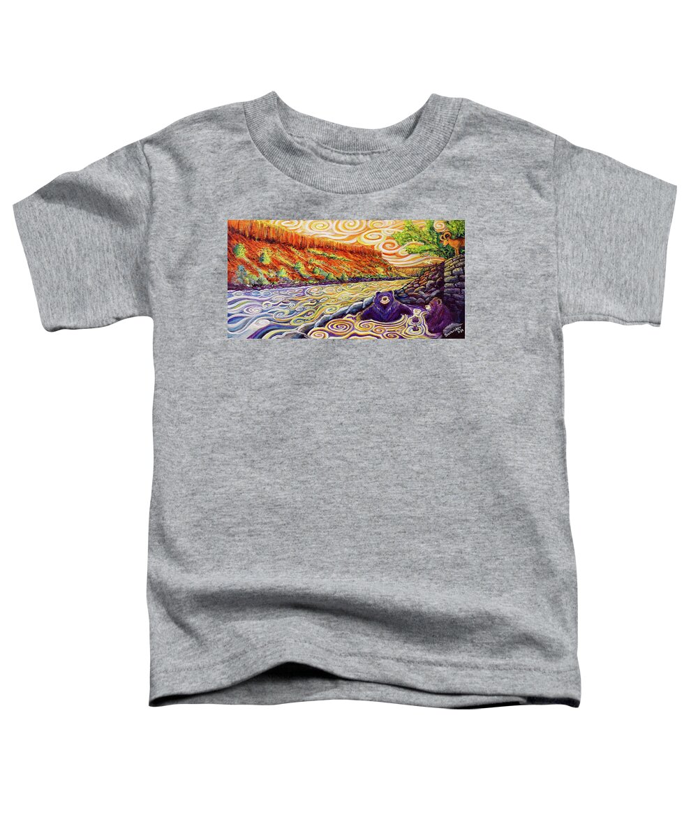 Bears Toddler T-Shirt featuring the painting Hot Spring Bears by David Sockrider