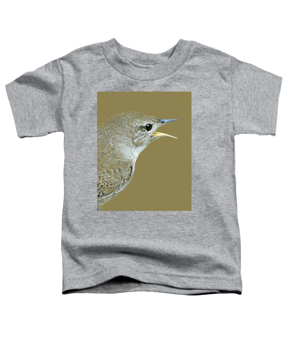 Nature Toddler T-Shirt featuring the mixed media House Wren by Judy Cuddehe