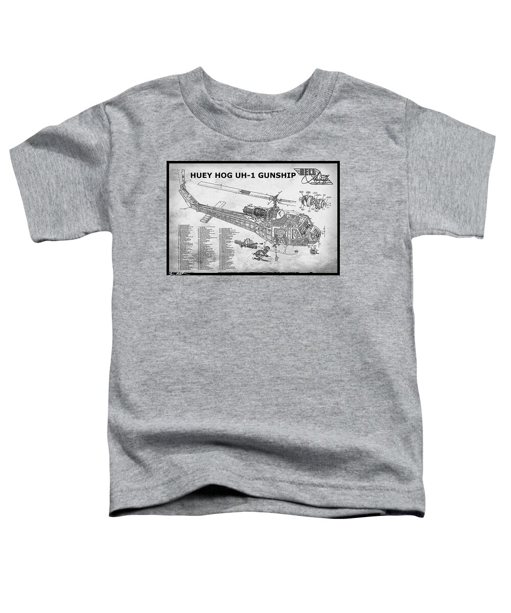 Bell Huey Uh-1 Hog Toddler T-Shirt featuring the digital art Huey UH-1 Hog - Art by Tommy Anderson
