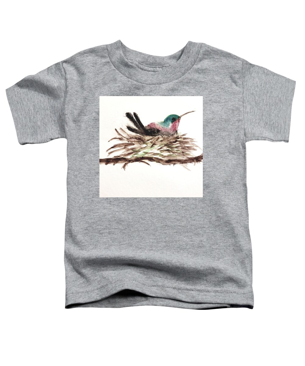  Toddler T-Shirt featuring the painting Hummingbird Divine Feminine by Margaret Welsh Willowsilk