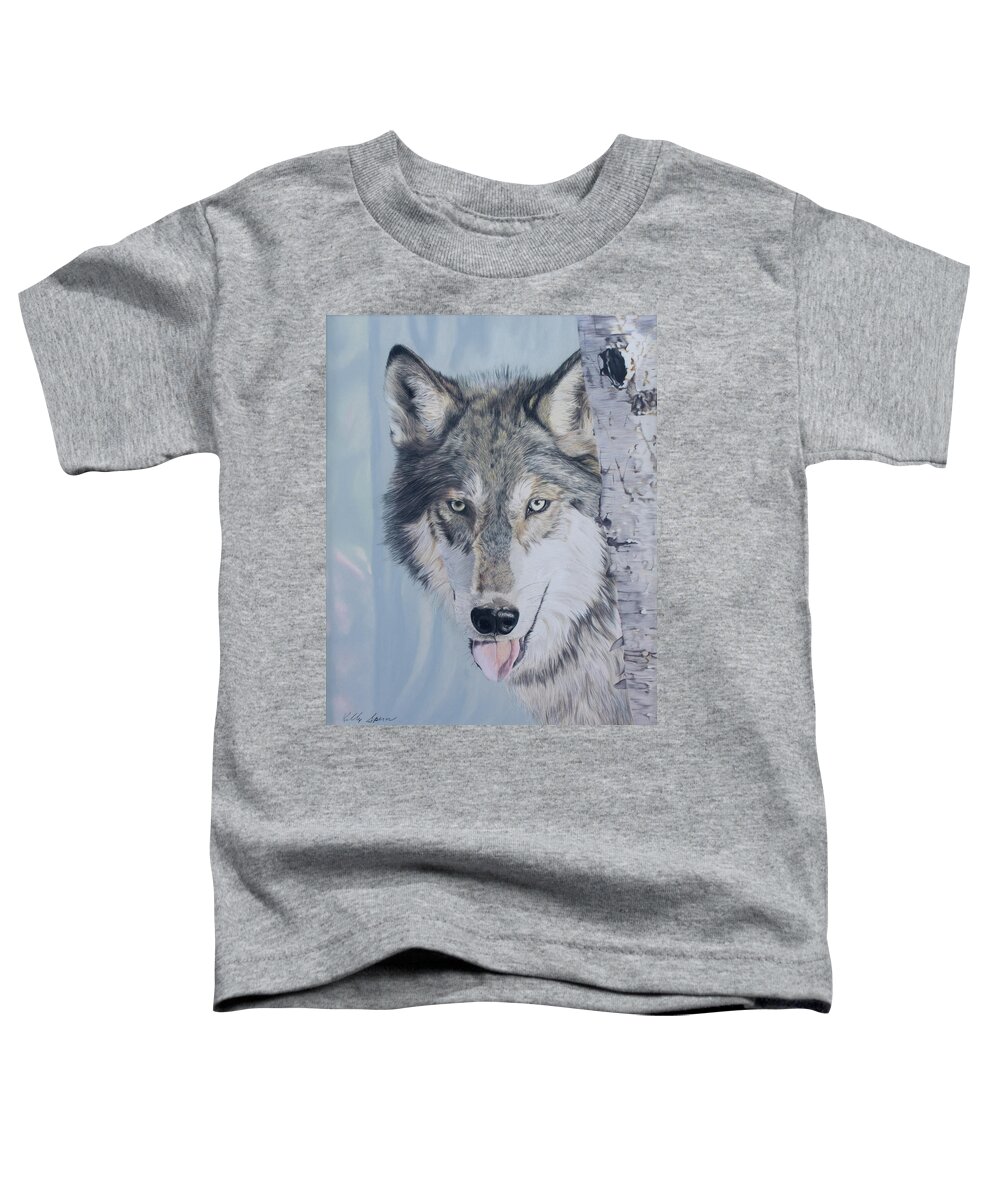 Wolf Toddler T-Shirt featuring the drawing I See You by Kelly Speros