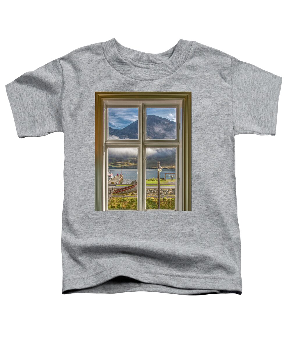 Siglufjörður Toddler T-Shirt featuring the photograph Iceland Through the Window by Marcy Wielfaert