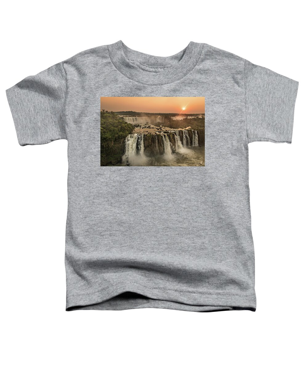 Waterfall Toddler T-Shirt featuring the photograph Iguazu Sunset by Linda Villers