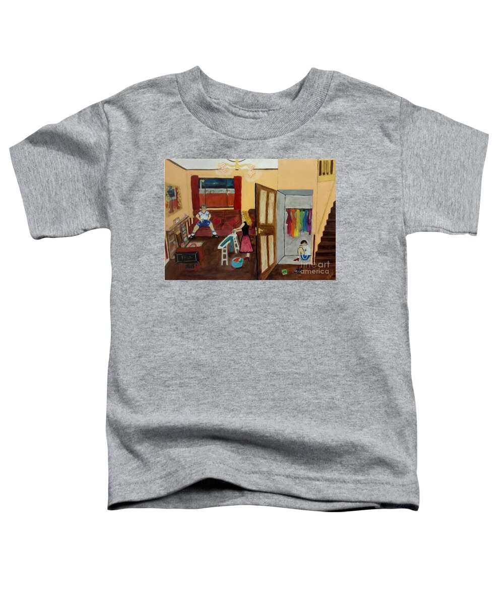 Lgbtq Toddler T-Shirt featuring the drawing In the closet 1984 by David Westwood