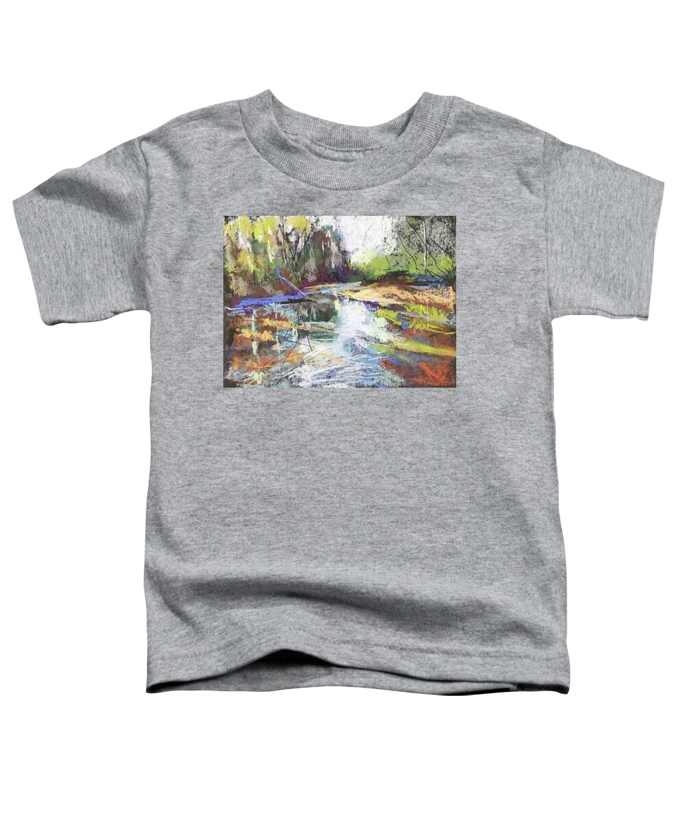 Landscape Toddler T-Shirt featuring the pastel Indian Creek by Carol Berning