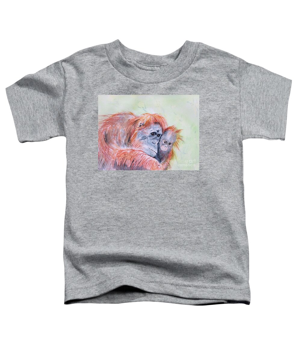 Orangutan Toddler T-Shirt featuring the painting Inseparable by Maxie Absell