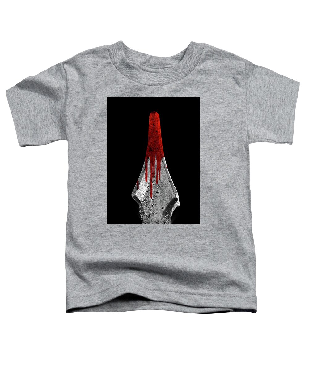 Finial Toddler T-Shirt featuring the mixed media Instrument Of Death A Bloody Cast Iron Spear by Pheasant Run Gallery