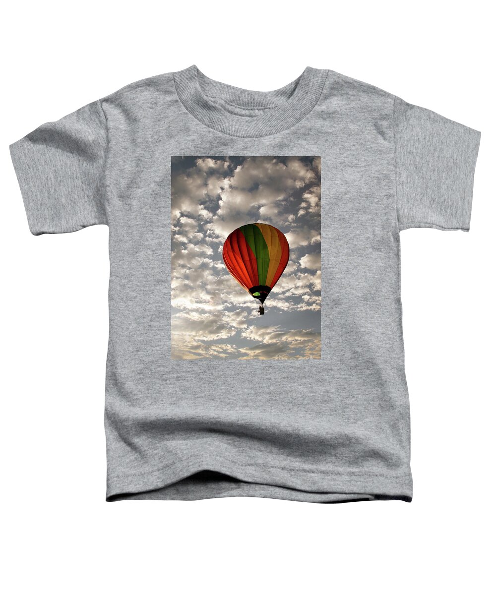 Hot Air Balloon Toddler T-Shirt featuring the photograph Into the Sky by Neala McCarten