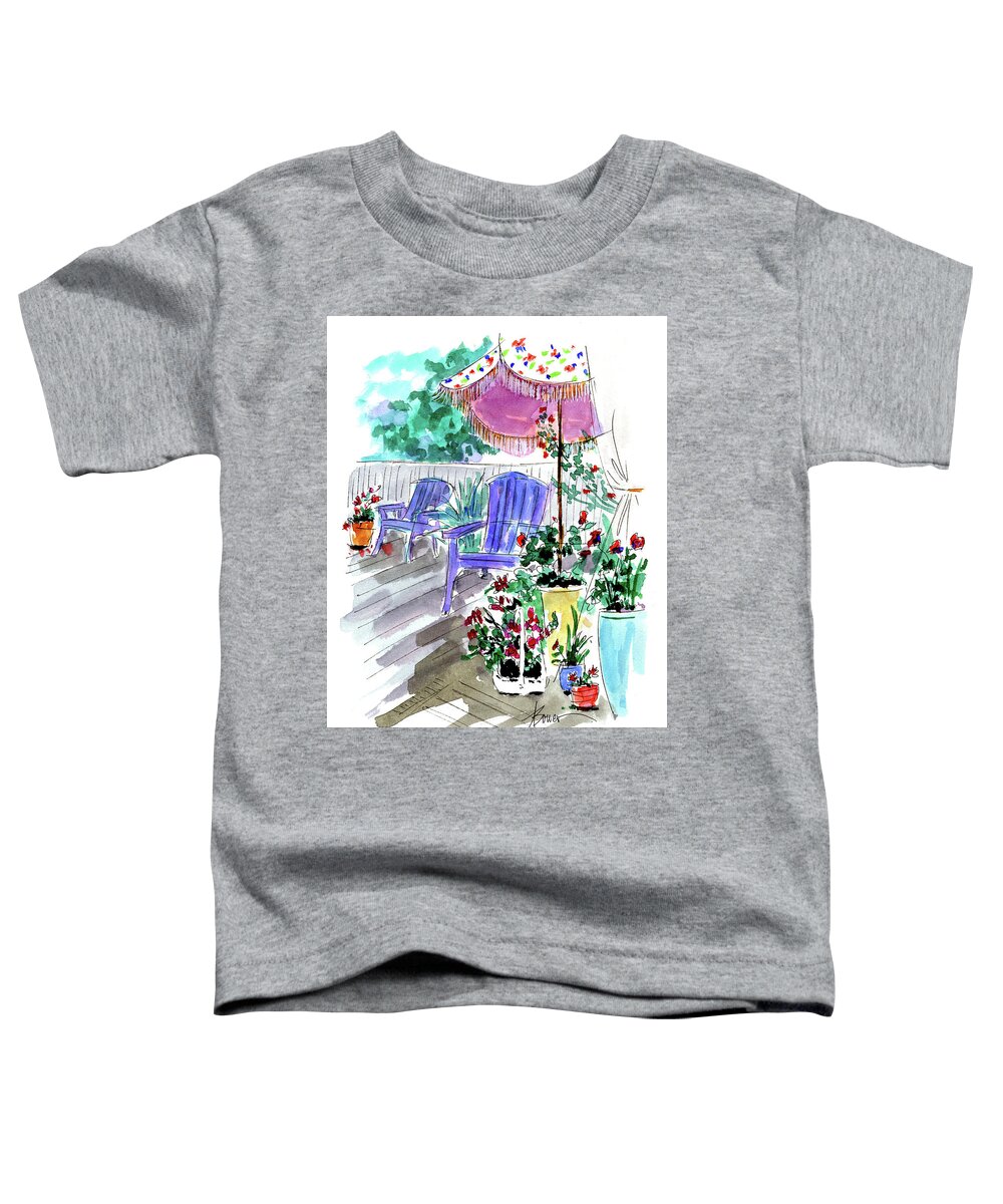 Patio Toddler T-Shirt featuring the painting Inviting by Adele Bower