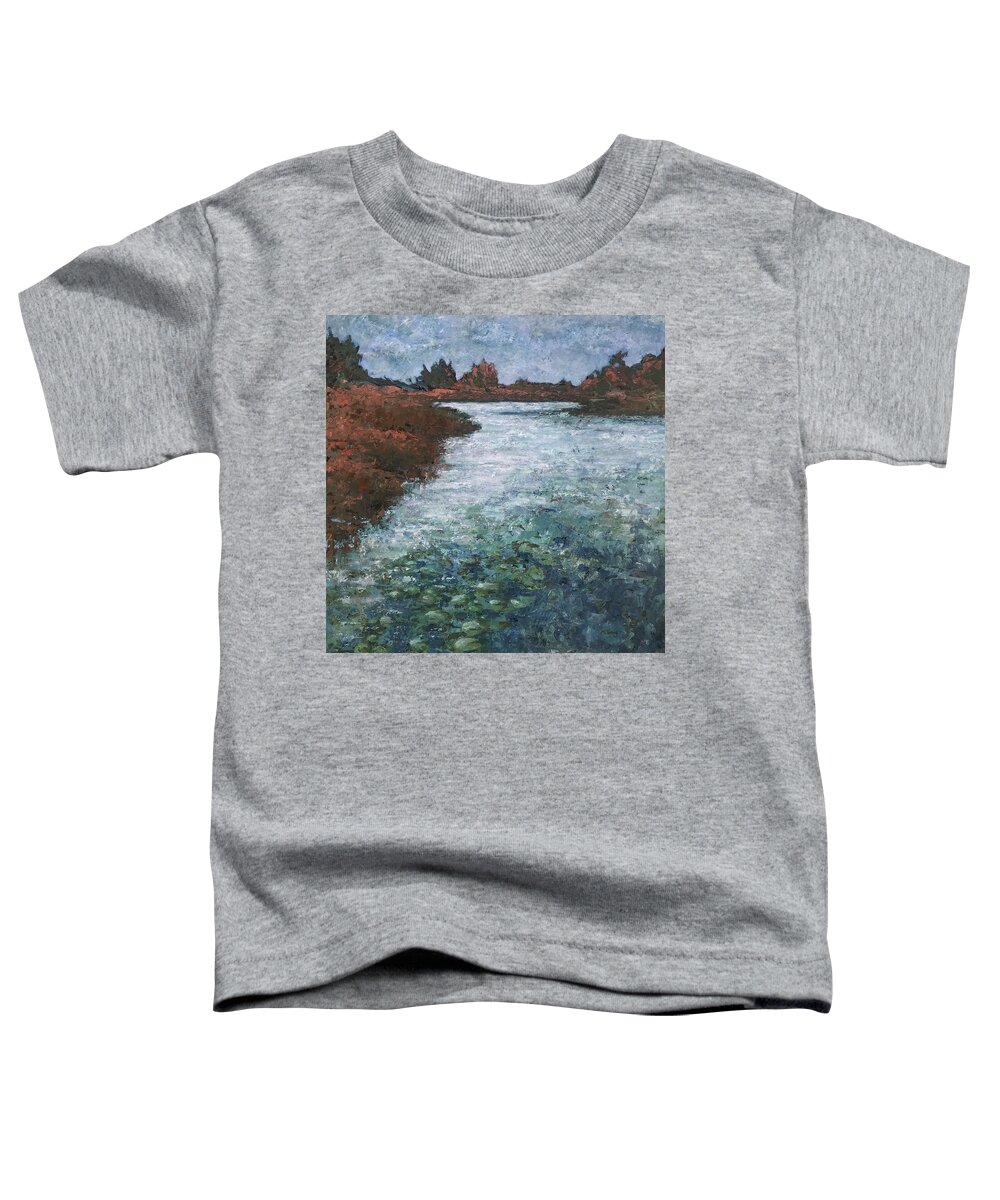 Lake Toddler T-Shirt featuring the painting Island Lake Conservation by Milly Tseng