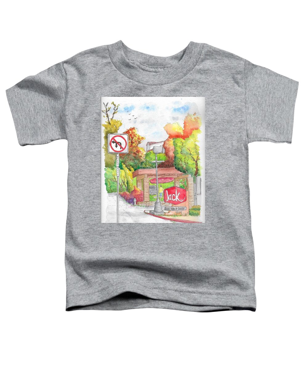 Jack In The Box Toddler T-Shirt featuring the painting Jack in the Box in Laguna Beach, California by Carlos G Groppa