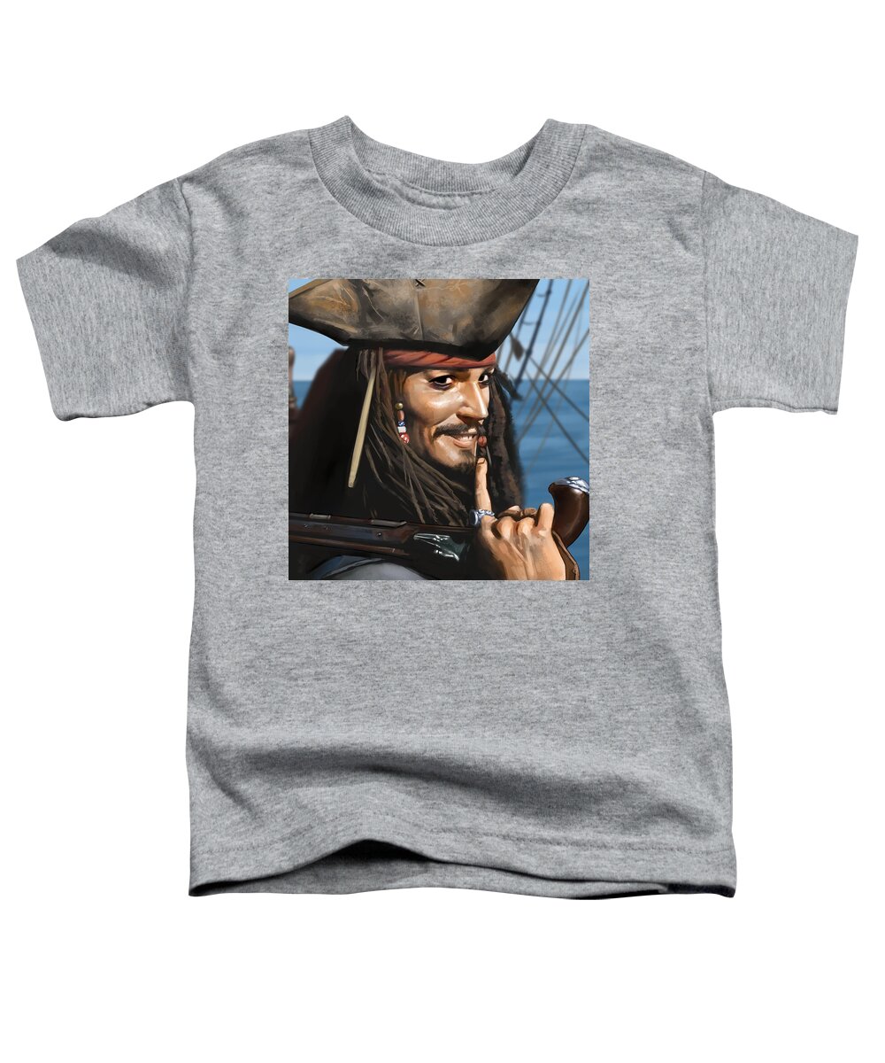 Pirates Of The Caribbean Toddler T-Shirt featuring the digital art Jack Sparrow by Darko B