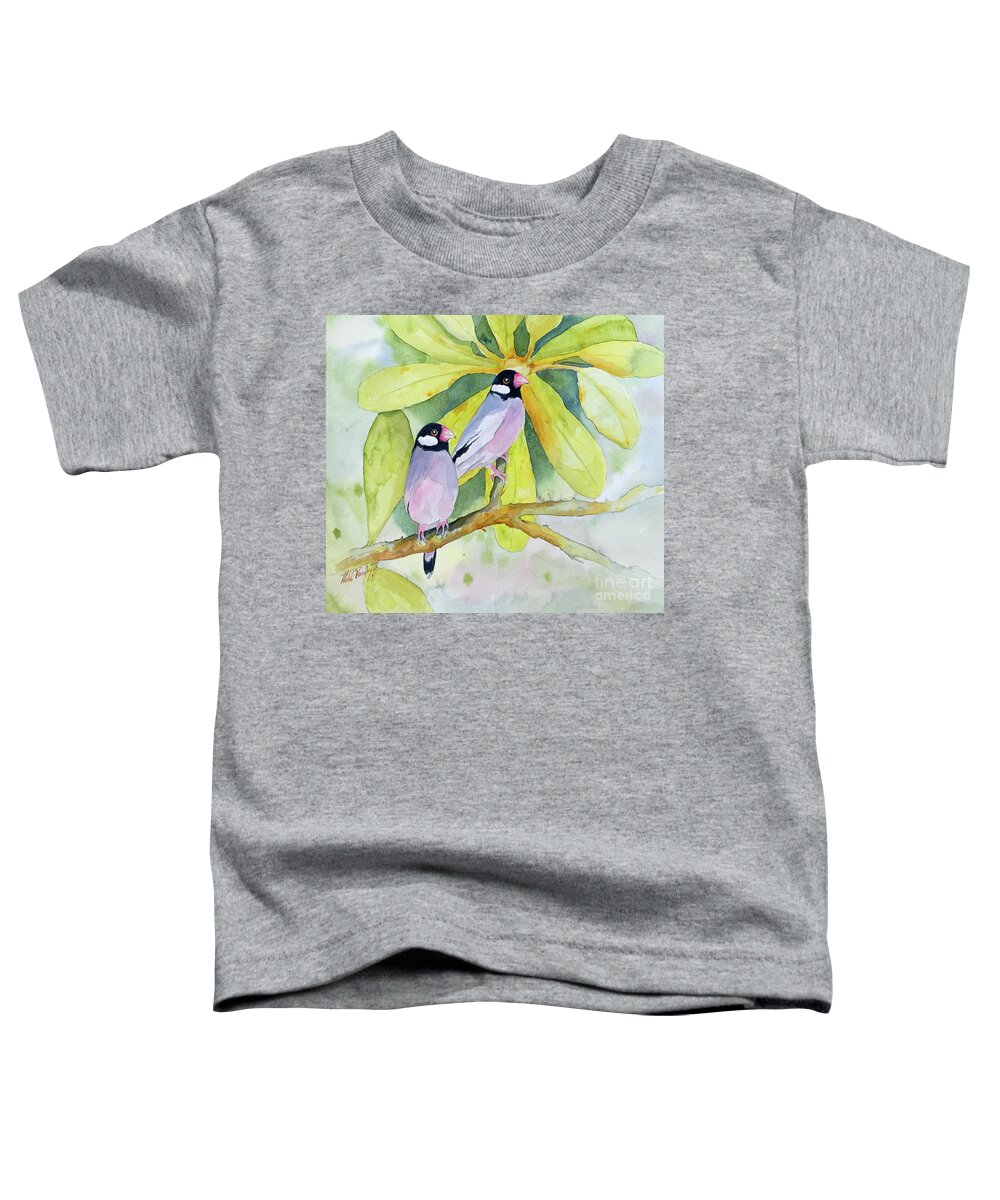 Bird Toddler T-Shirt featuring the painting Java Finches by Hilda Vandergriff