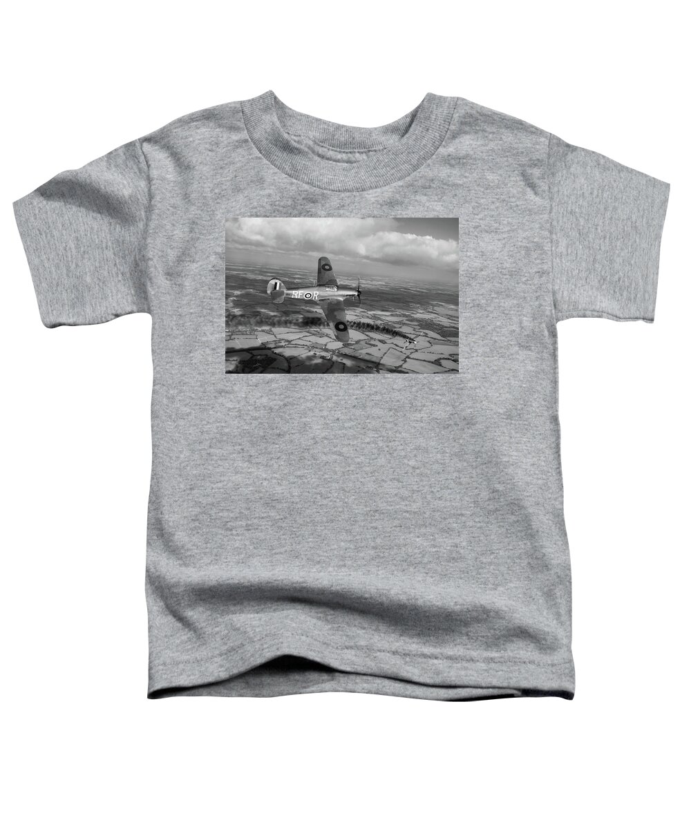 303 Squadron Toddler T-Shirt featuring the photograph Josef Frantisek of 303 Squadron in action BW version by Gary Eason