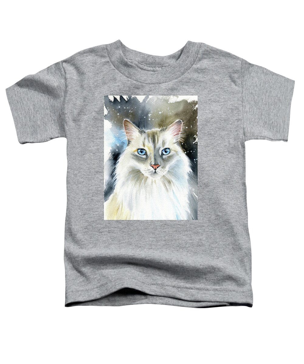 Cat Toddler T-Shirt featuring the painting Kate Fluffy Cat Painting by Dora Hathazi Mendes
