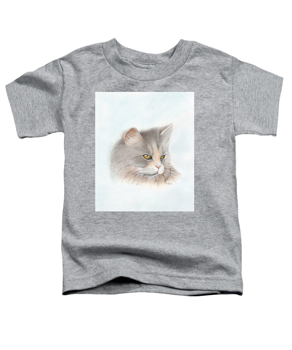 Kitty Toddler T-Shirt featuring the painting Kitty by Bob Labno