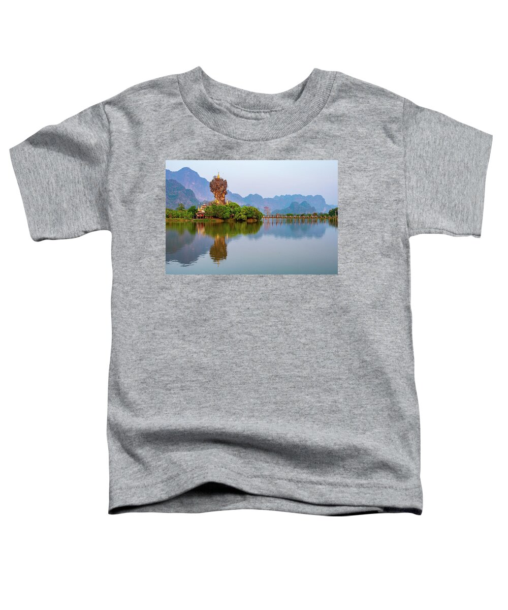 Hpaan Toddler T-Shirt featuring the photograph Kyauk Kalap Monastery by Arj Munoz
