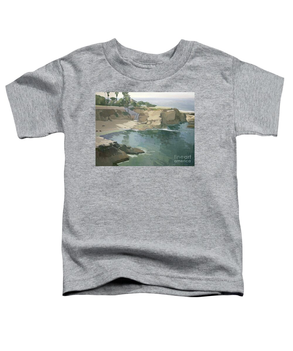 La Jolla Cove Toddler T-Shirt featuring the painting La Jolla's Cove, San DIego by Paul Strahm