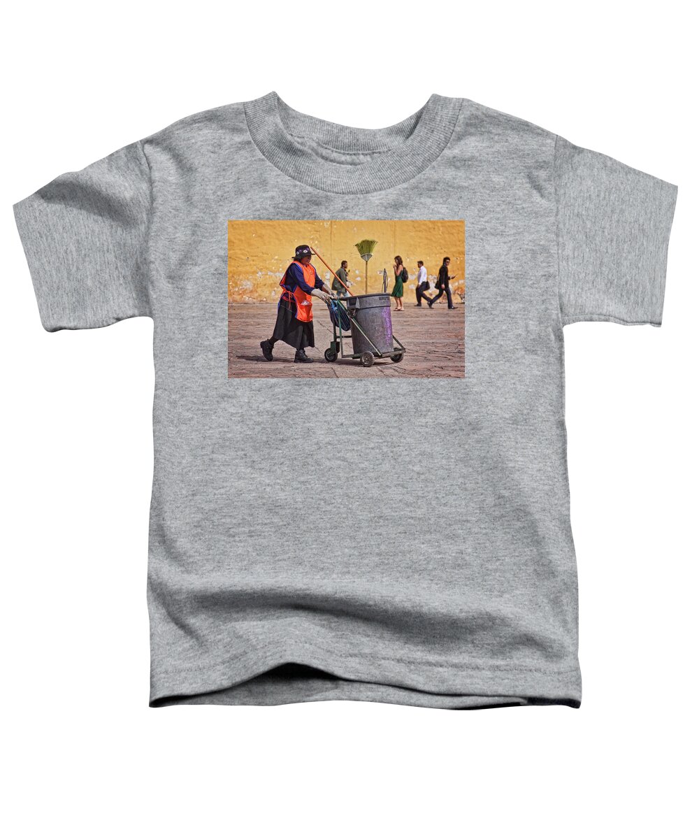 San Cristobal De Las Casas Toddler T-Shirt featuring the photograph Lady street sweeper by Tatiana Travelways