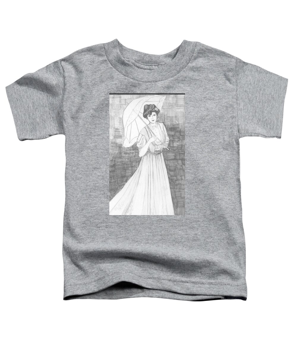 Toddler T-Shirt featuring the drawing Lady with Parasol by Jam Art