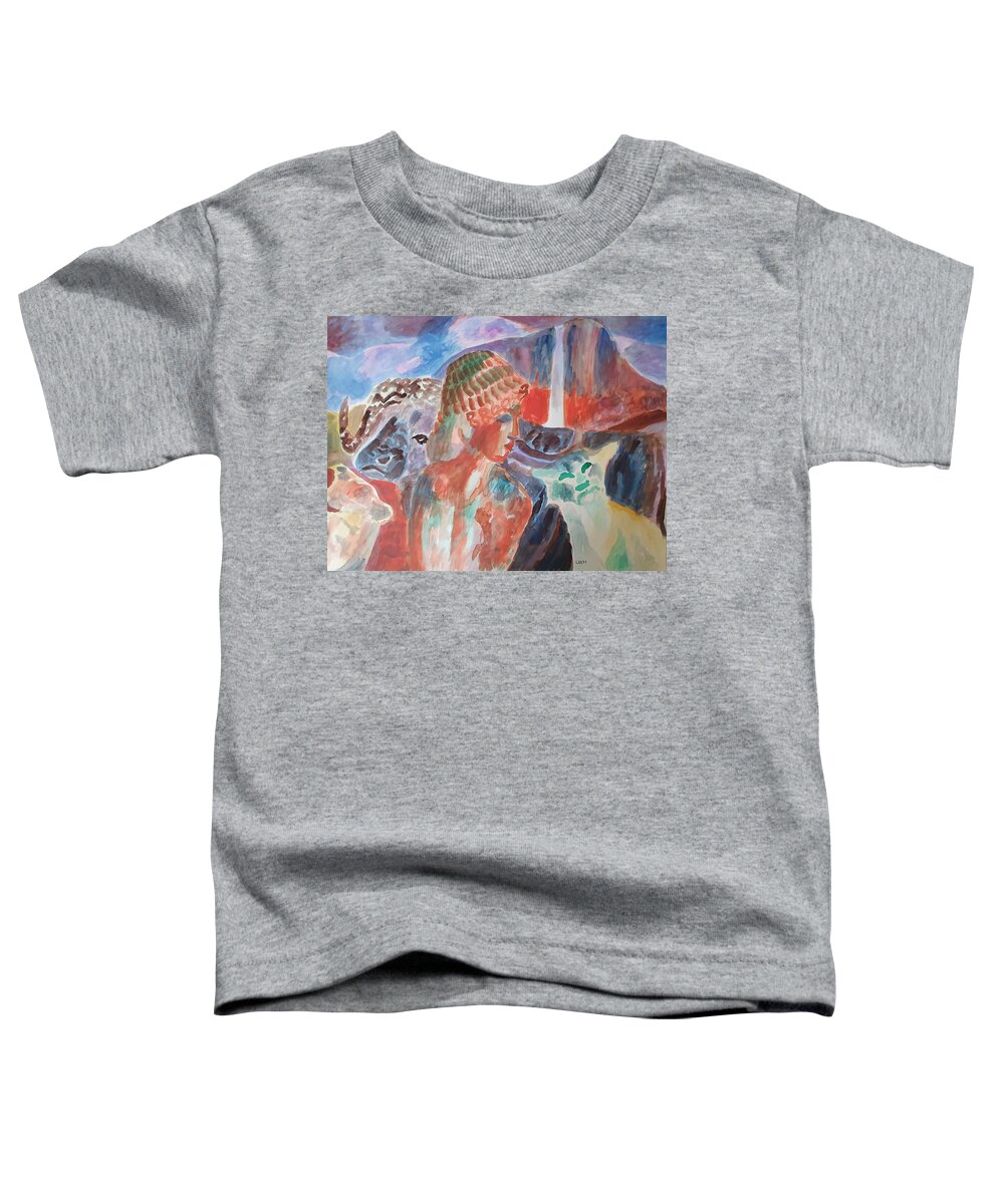Classical Greek Sculpture Toddler T-Shirt featuring the painting Lady with Wildlife by Enrico Garff