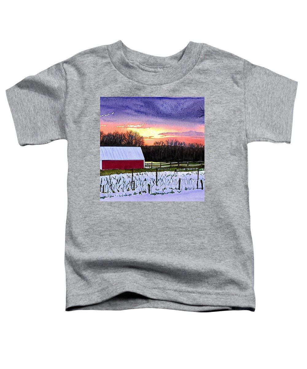 Sunrise Toddler T-Shirt featuring the painting Lancaster County Sunrise by Christopher Lotito