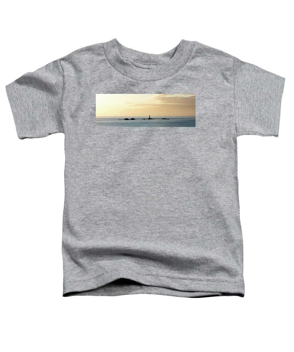 Cornwall Toddler T-Shirt featuring the photograph Lands End Longships Lighthouse Cornwall Coast England Panorama by Sonny Ryse