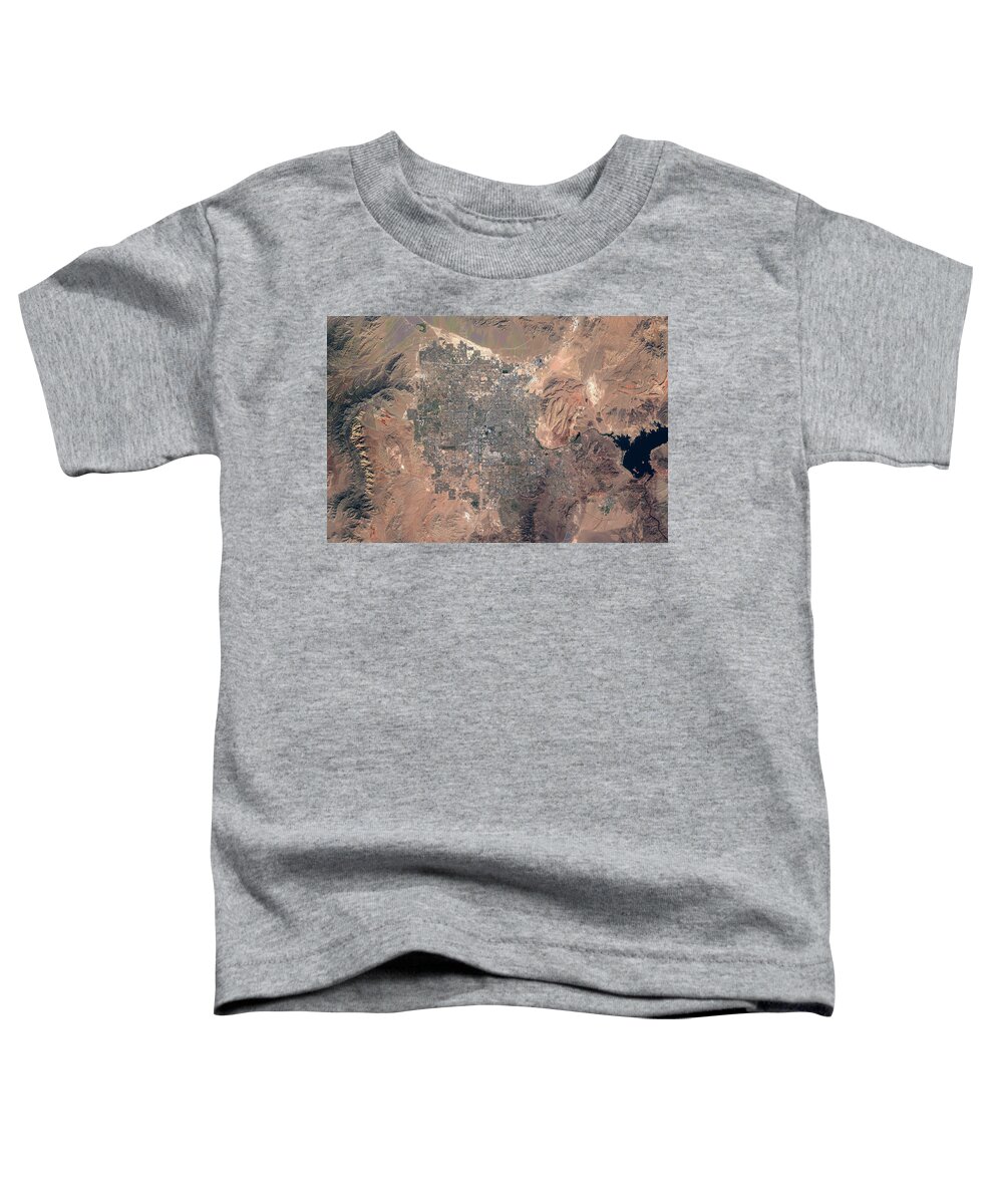 Satellite Image Toddler T-Shirt featuring the digital art Las Vegas from space by Christian Pauschert