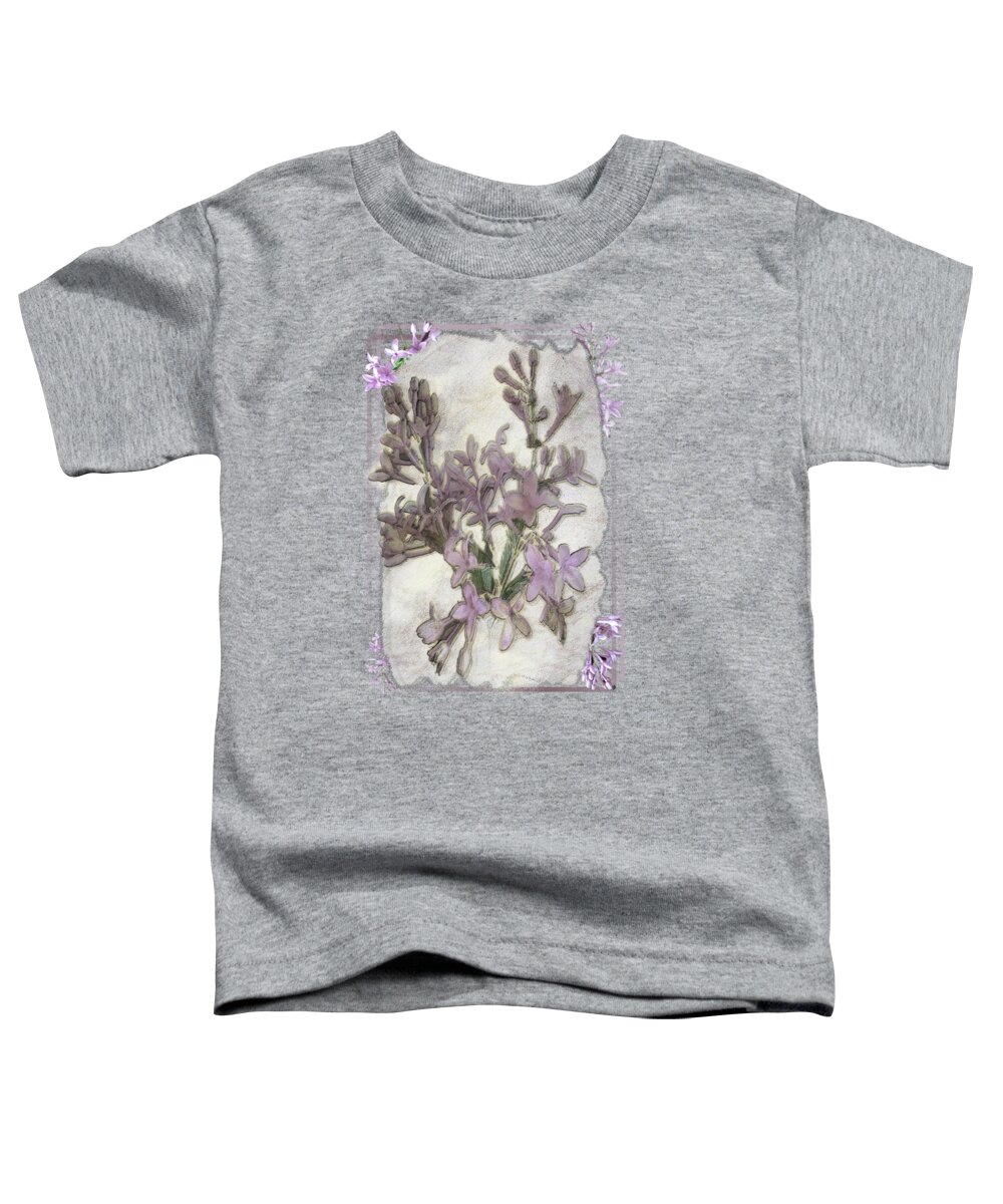 Lavender Toddler T-Shirt featuring the digital art Lavender Lilac Fossil Floral Design by Delynn Addams