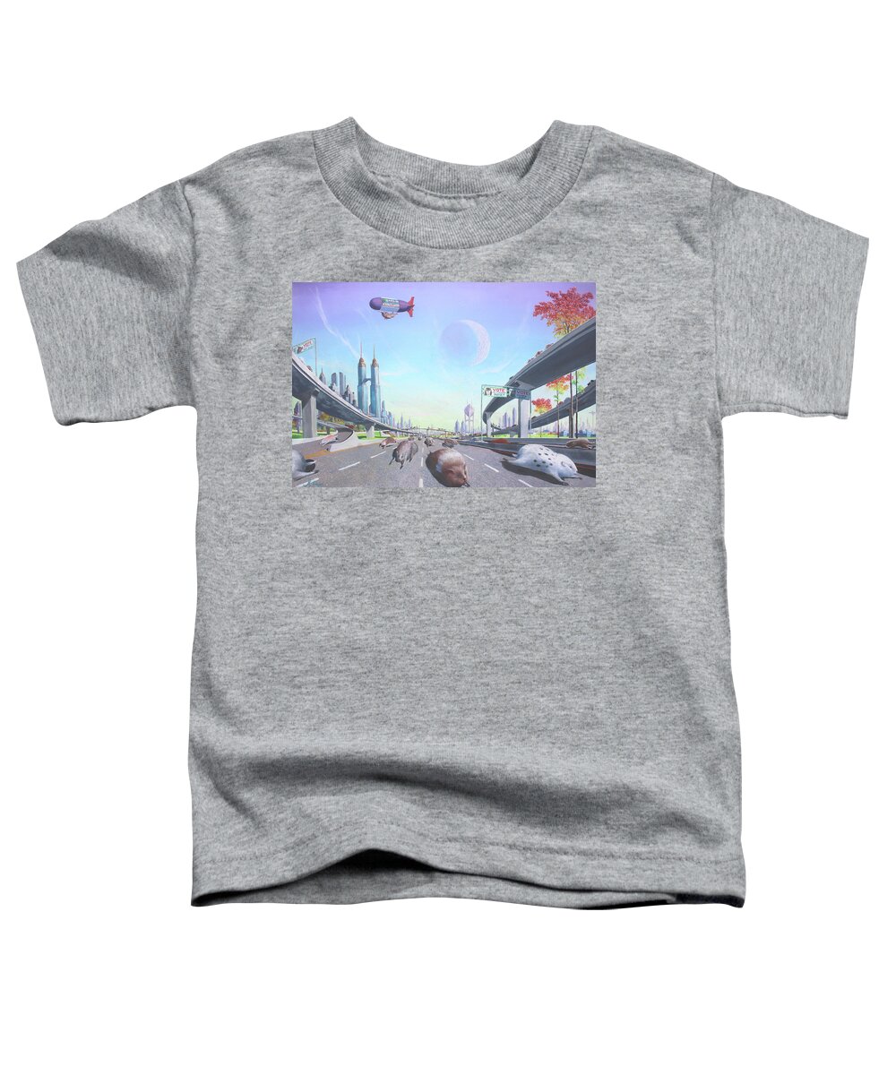 Lemming Toddler T-Shirt featuring the painting Lemmings by Michael Goguen
