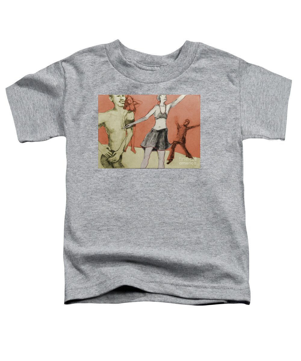 Charcoal Toddler T-Shirt featuring the mixed media Let's Dance by PJ Kirk