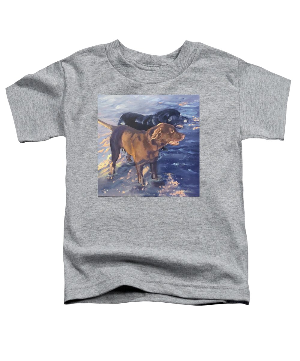 Dogs Toddler T-Shirt featuring the painting Let's Dip Our Toes by Sheila Wedegis