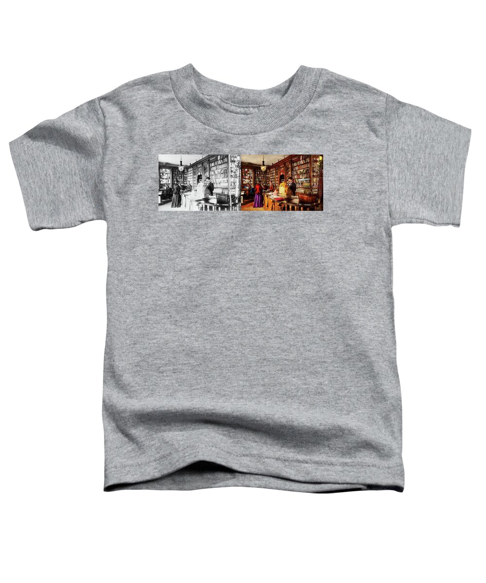 Book Toddler T-Shirt featuring the photograph Library - A novel idea 1895 - Side by Side by Mike Savad
