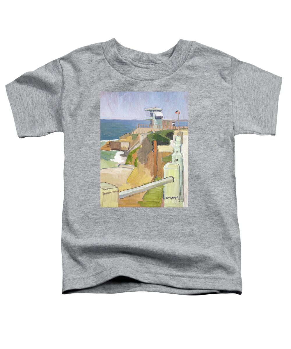 Lifeguard Tower Toddler T-Shirt featuring the painting Lifeguard Tower La Jolla San Diego California by Paul Strahm
