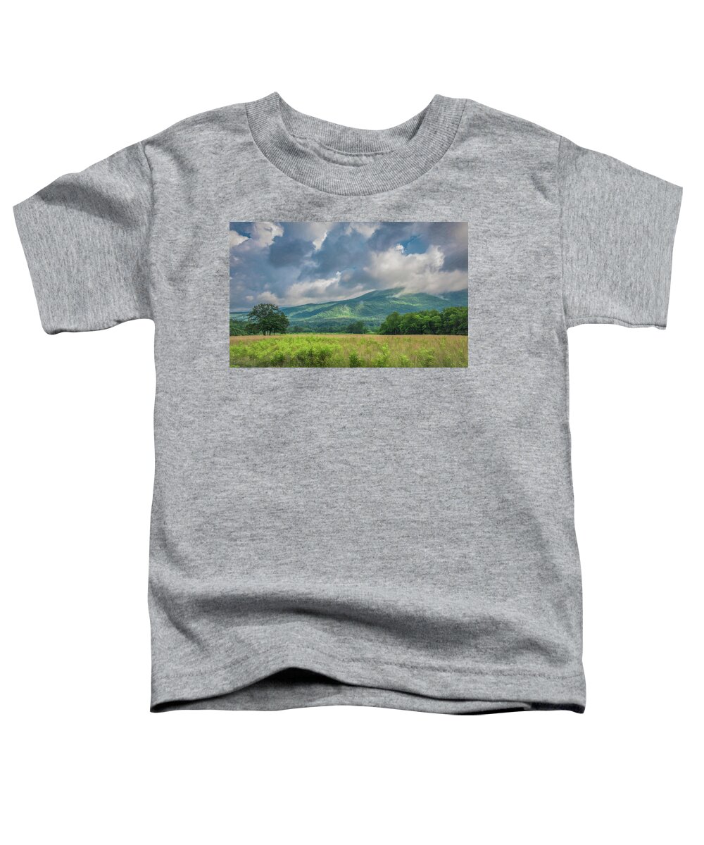 Cades Cove Toddler T-Shirt featuring the photograph Light Play On The Mountains by Marcy Wielfaert