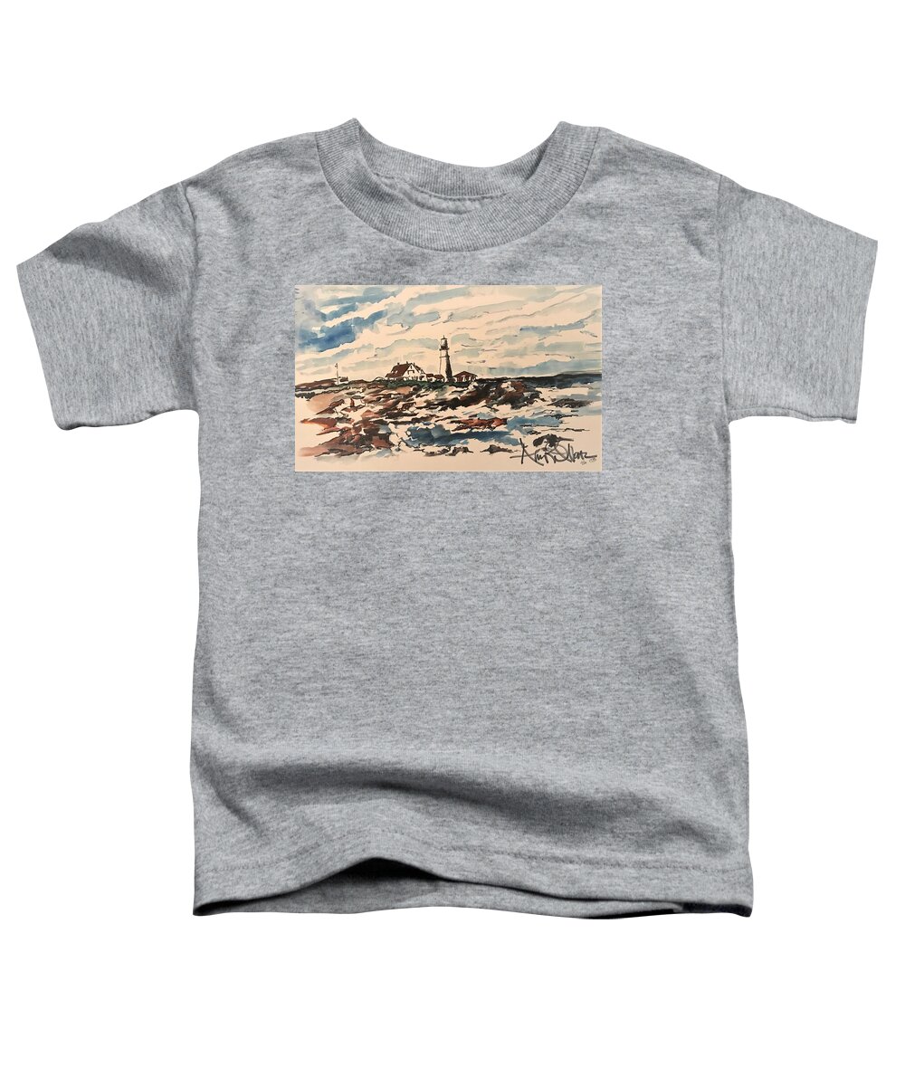  Toddler T-Shirt featuring the painting Lighthouse by Angie ONeal
