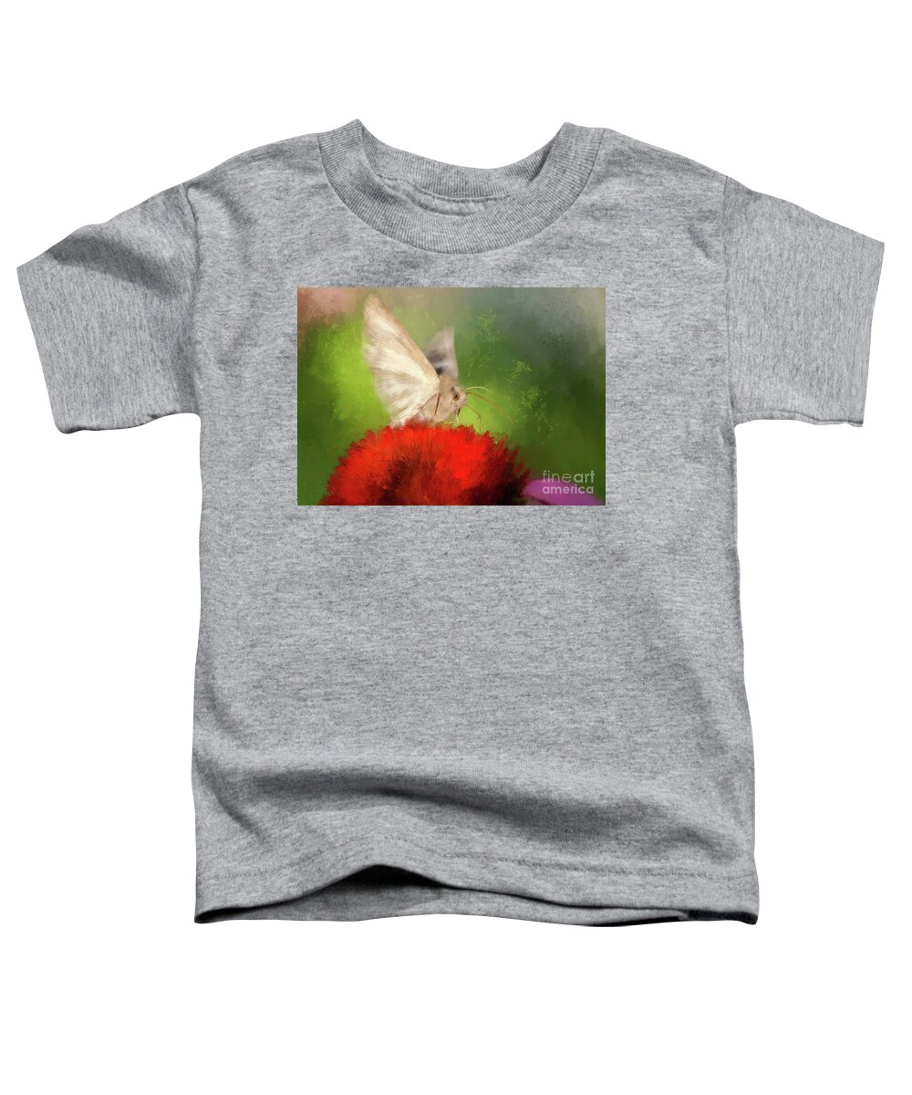 Butterfly Toddler T-Shirt featuring the digital art Little White Butterfly by Lois Bryan