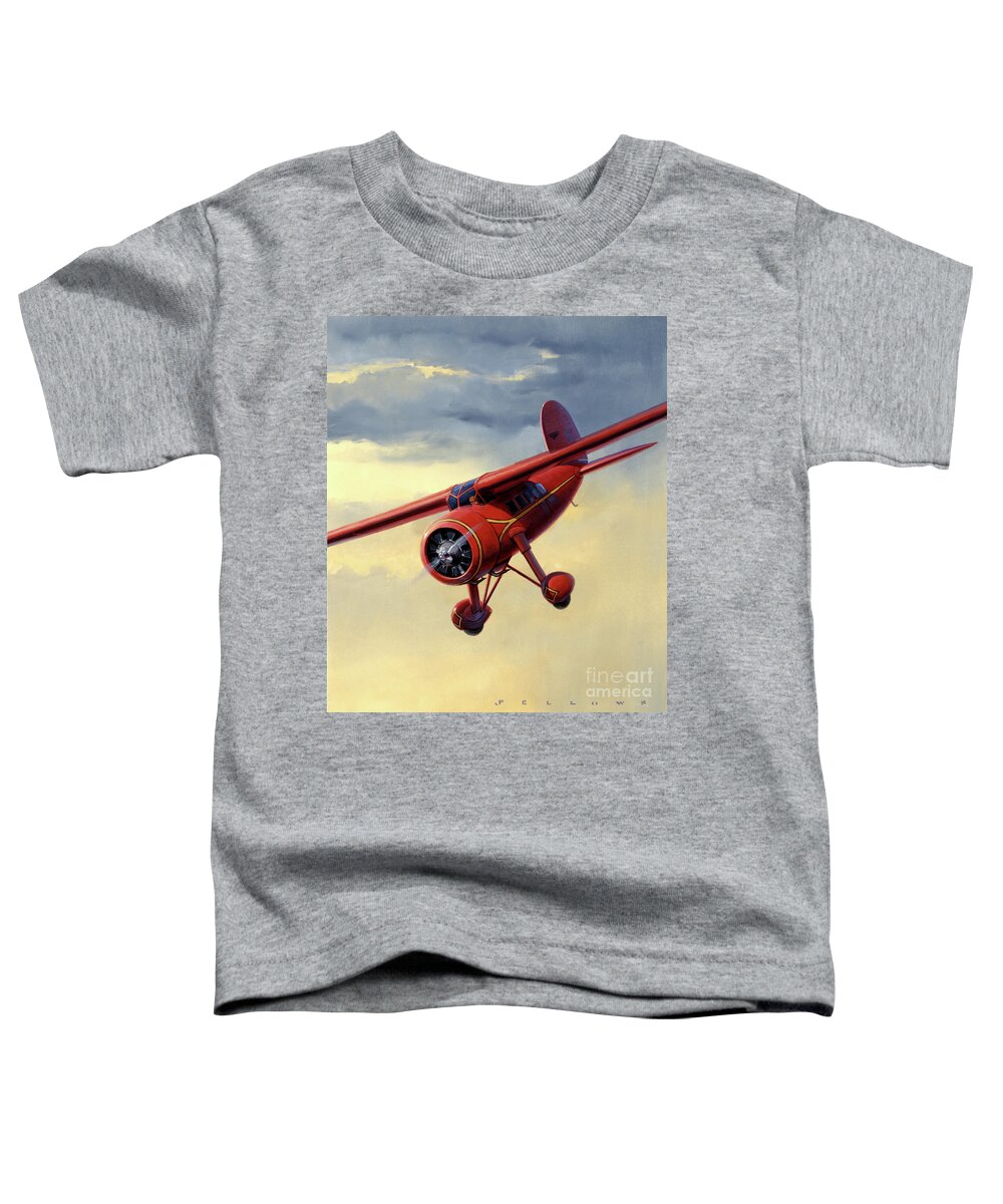 Aviation Toddler T-Shirt featuring the painting Lockheed Vega by Jack Fellows