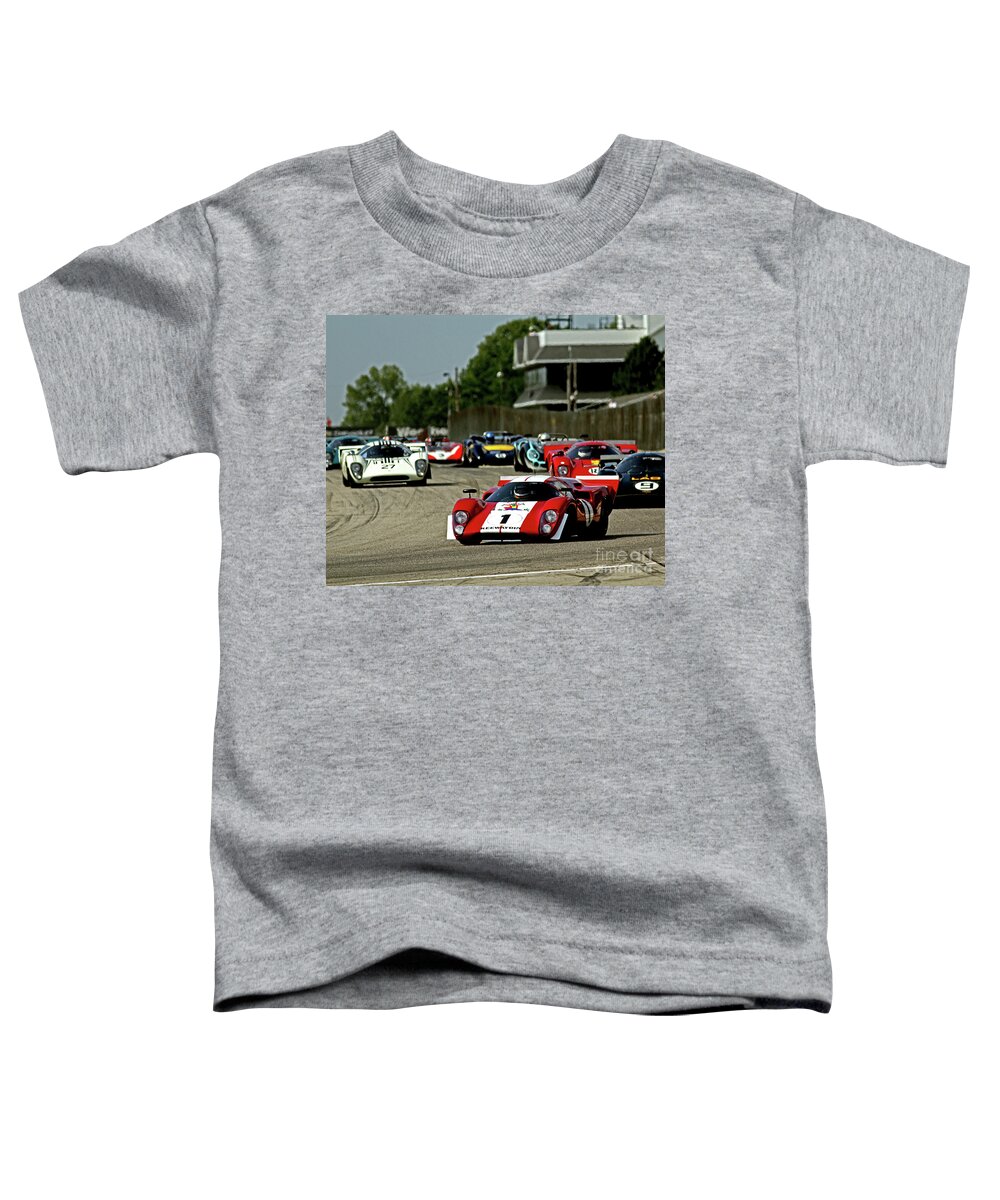 Vintage Toddler T-Shirt featuring the photograph Lola T-70 race start by Pete Klinger