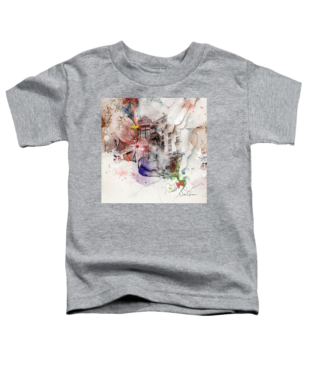 London Toddler T-Shirt featuring the mixed media London Bouquet by Nicky Jameson