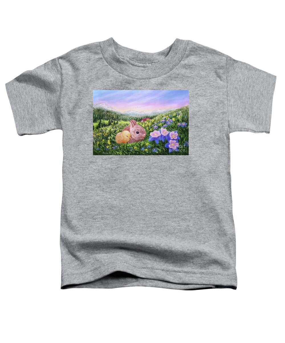 Easter Card Toddler T-Shirt featuring the painting Look at the Flowers by Yoonhee Ko