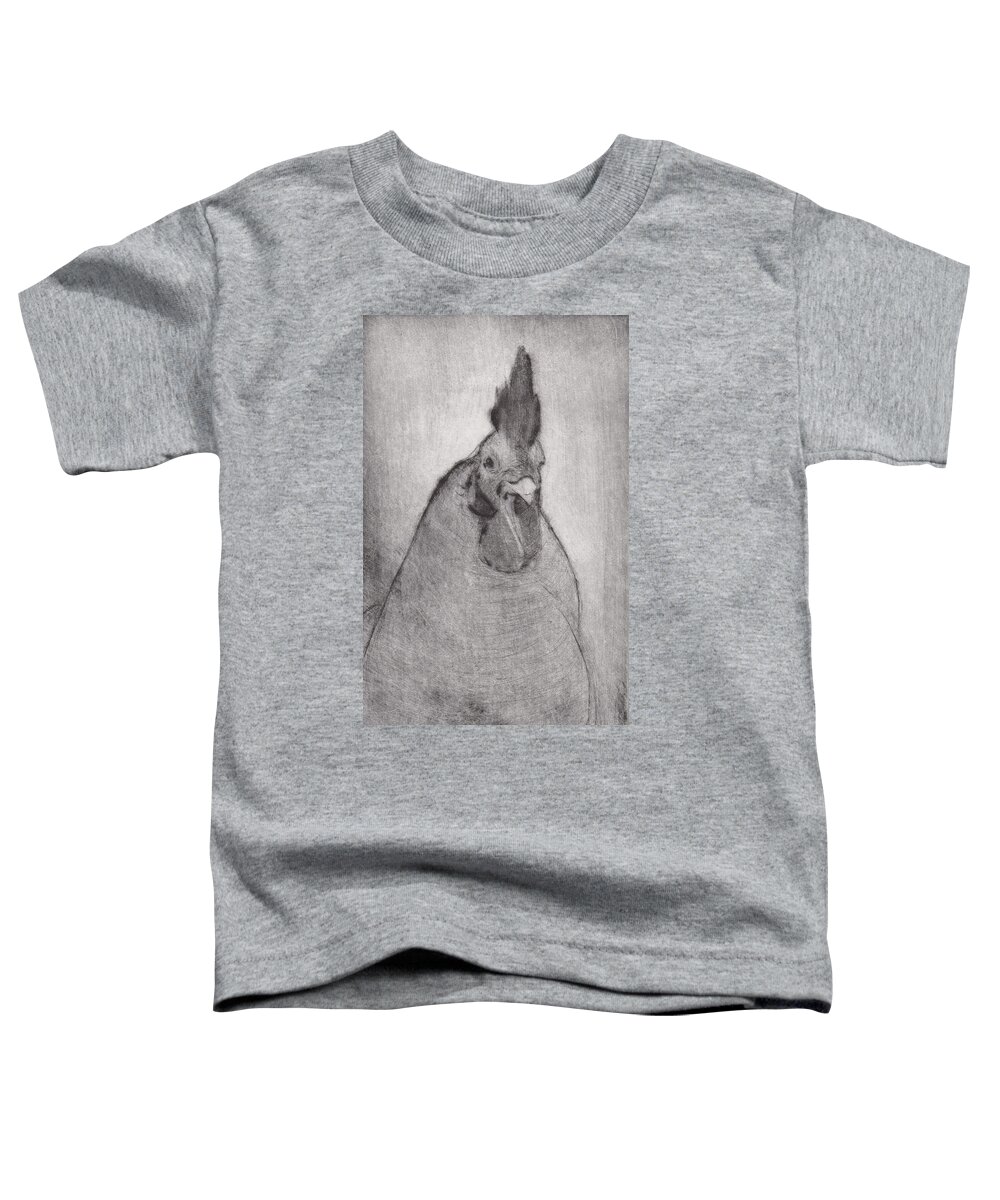 Rooster Toddler T-Shirt featuring the drawing Lord Ribblesday - etching by David Ladmore