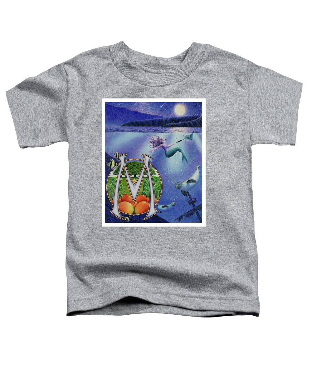Kim Mcclinton Toddler T-Shirt featuring the drawing M is for Monk Seal by Kim McClinton